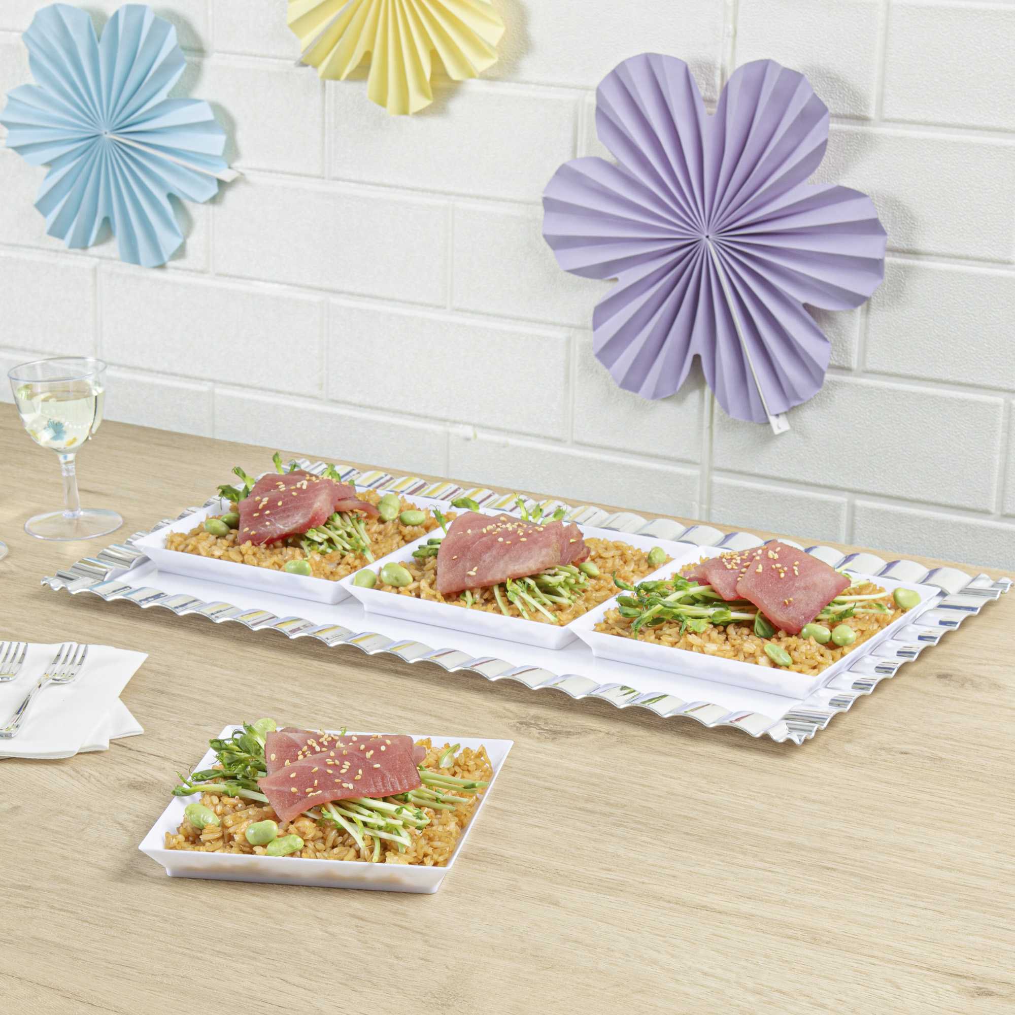 Mini Serve Square White Plastic Medium Modern Plate - 5" x 5" - 100 count box