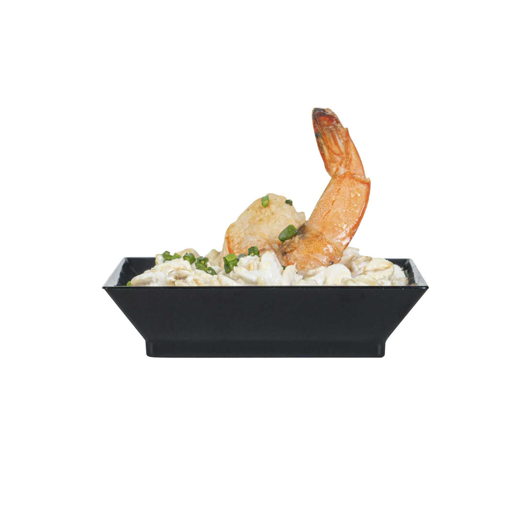 Mini Serve Square Black Plastic Mini Modern Plate - 2 1/2" x 2 1/2" x 1/2" - 25 count box