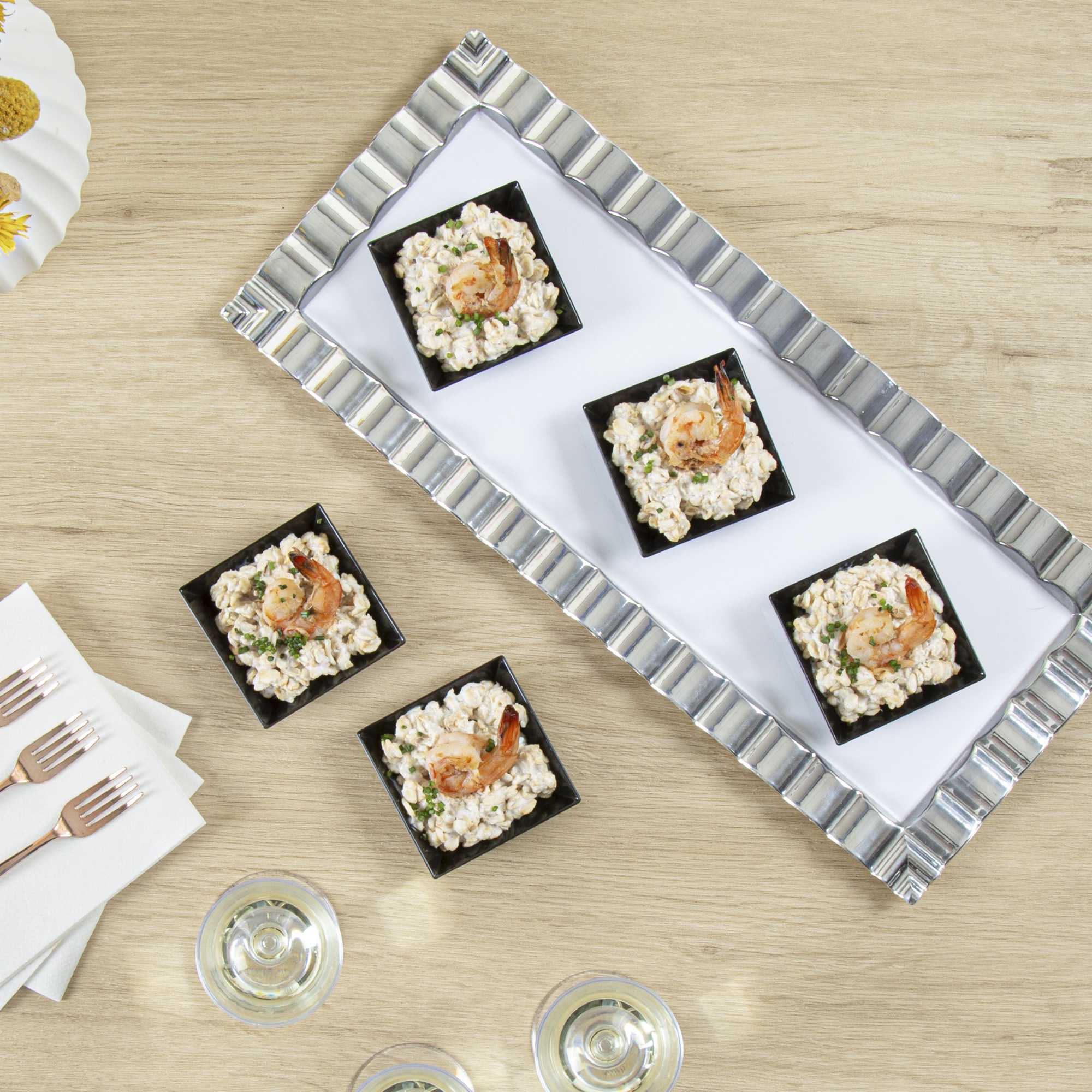 Mini Serve Square Black Plastic Mini Modern Plate - 2 1/2" x 2 1/2" x 1/2" - 25 count box