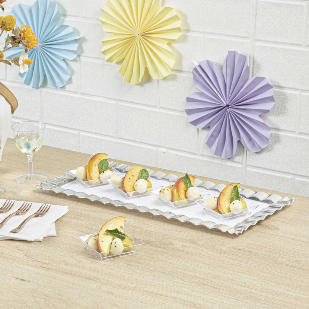 Mini Serve Square Clear Plastic Mini Modern Plate - 2 1/2" x 2 1/2" x 1/2" - 20 count box