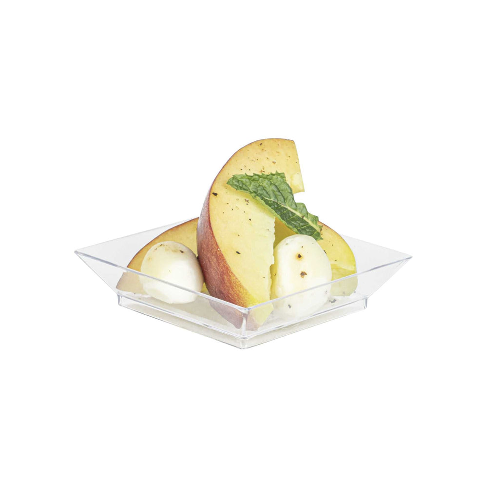 Mini Serve Square Clear Plastic Mini Modern Plate - 2 1/2" x 2 1/2" x 1/2" - 100 count box