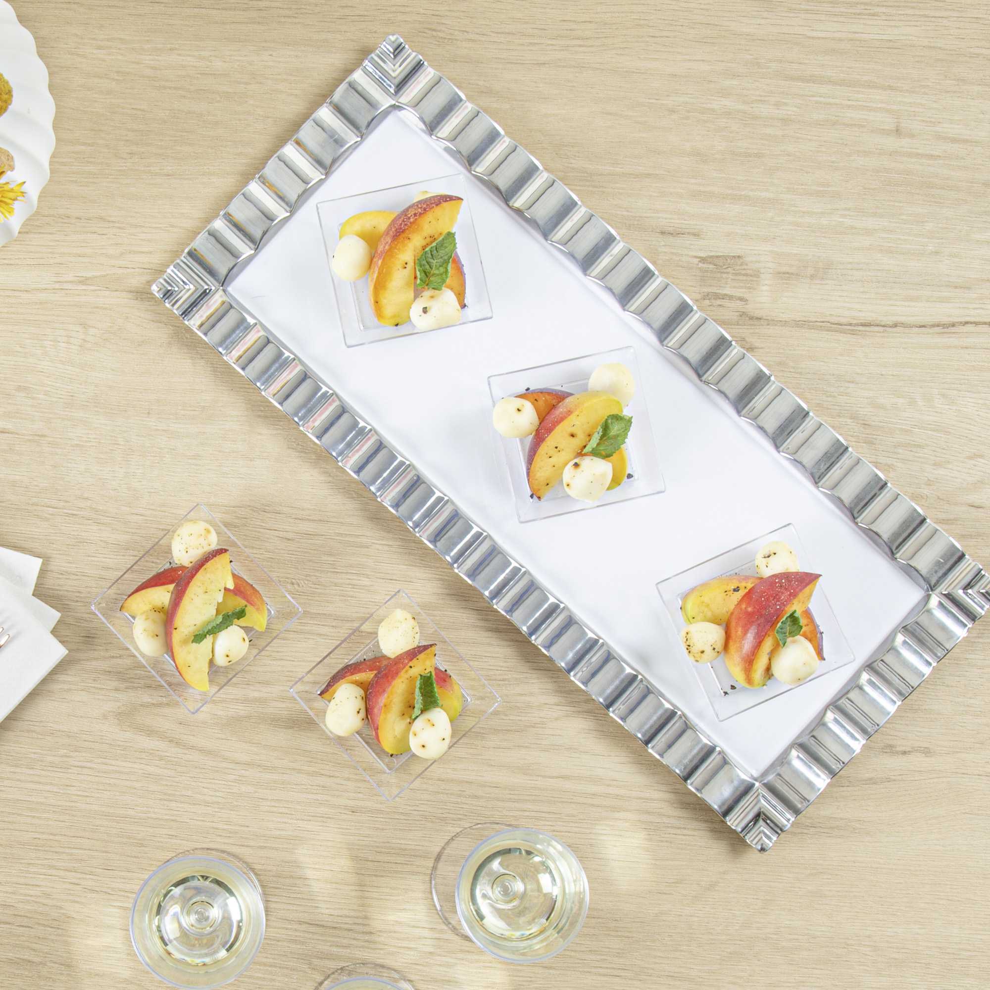 Mini Serve Square Clear Plastic Mini Modern Plate - 2 1/2" x 2 1/2" x 1/2" - 100 count box
