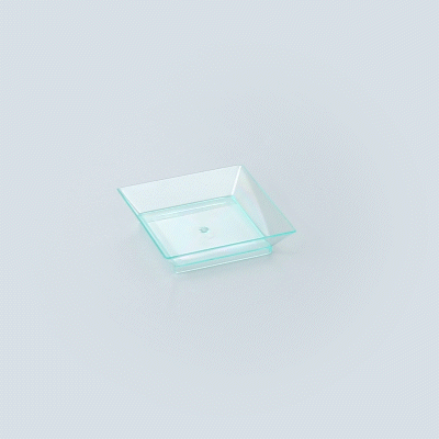 Mini Serve Square Seagreen Plastic Mini Modern Plate - 2 1/2" x 2 1/2" x 1/2" - 100 count box
