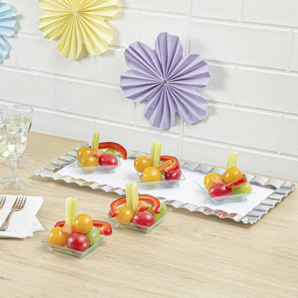Mini Serve Square Seagreen Plastic Mini Modern Plate - 2 1/2" x 2 1/2" x 1/2" - 100 count box