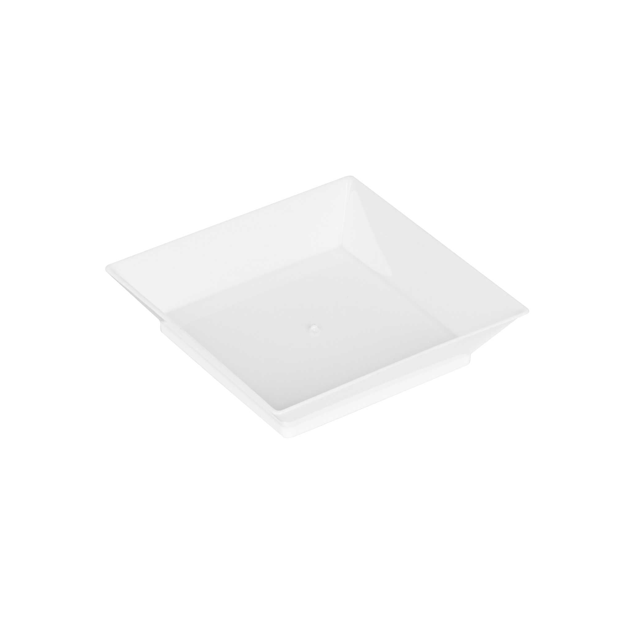 Mini Serve Square White Plastic Mini Modern Plate - 2 1/2" x 2 1/2" x 1/2" - 20 count box
