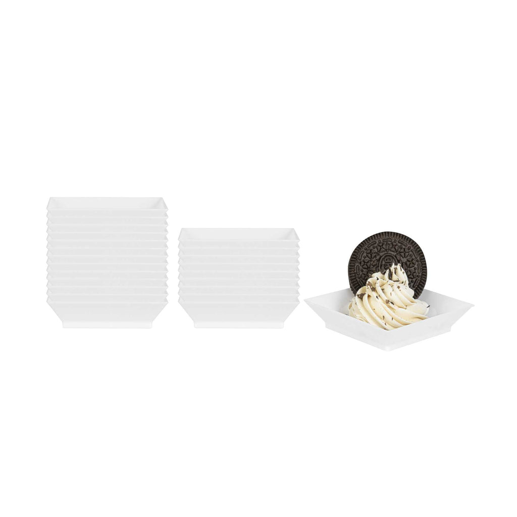 Mini Serve Square White Plastic Mini Modern Plate - 2 1/2" x 2 1/2" x 1/2" - 20 count box