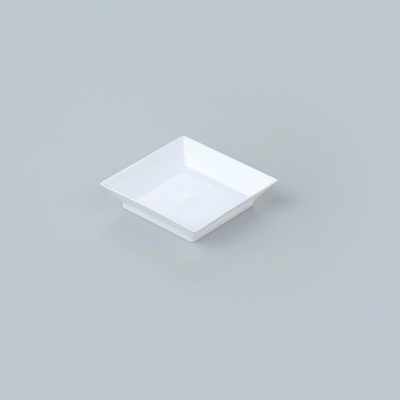 Mini Serve Square White Plastic Mini Modern Plate - 2 1/2" x 2 1/2" x 1/2" - 20 count box