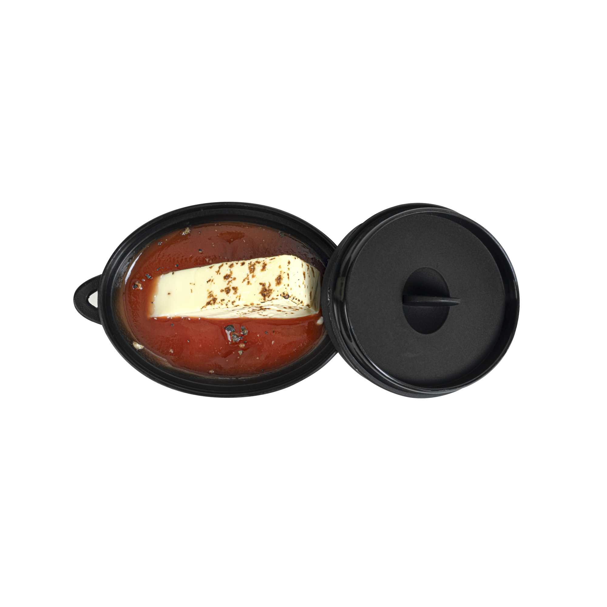 Mini Serve 3 oz Oval Black Plastic Mini Kettle Dish - 3" x 2 1/4" x 1 1/2" - 100 count box