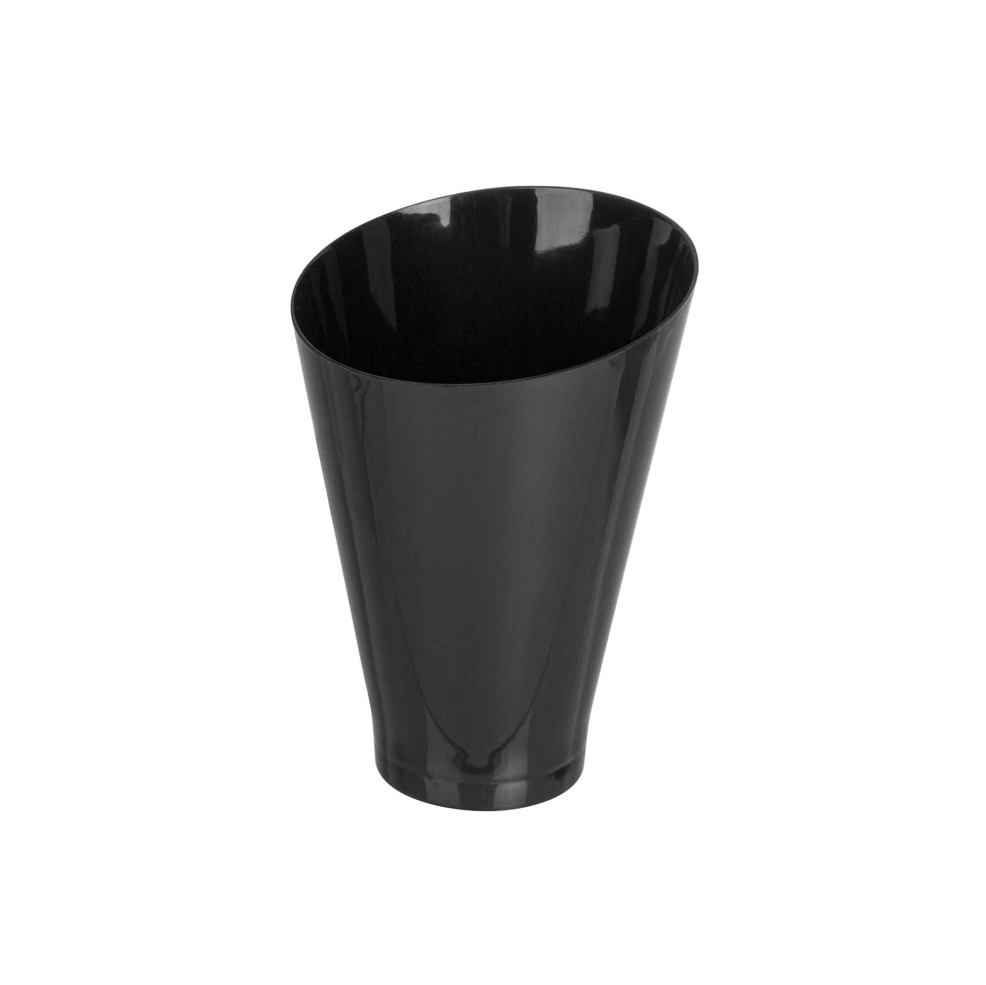 Mini Serve 7 oz Round Black Plastic Incline Glass - 3" x 3" x 4" - 100 count box