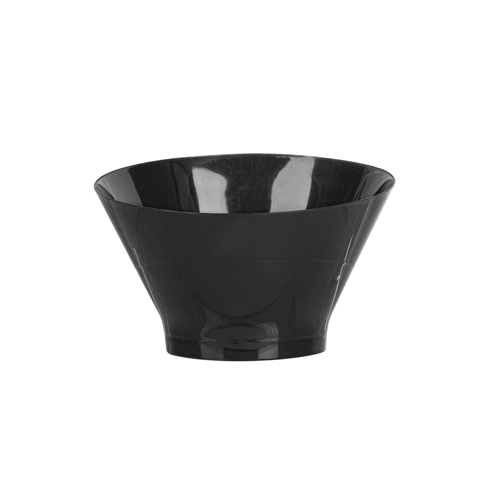 Mini Serve 7 oz Round Black Plastic Incline Bowl - 4 1/4" x 4 1/4" x 2 3/4" - 20 count box