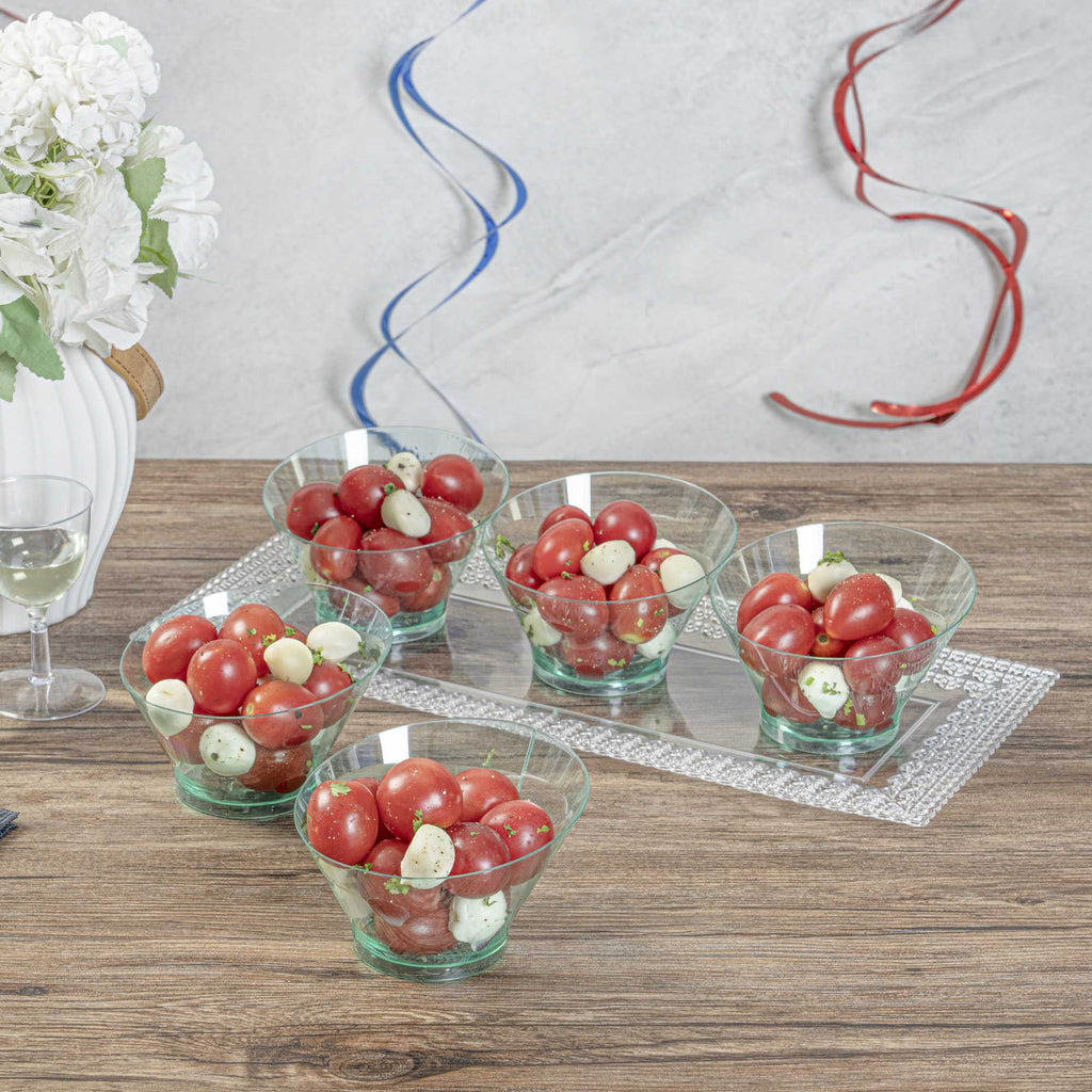 Mini Serve 7 oz Round Seagreen Plastic Incline Bowl - 4 1/4" x 4 1/4" x 2 3/4" - 20 count box