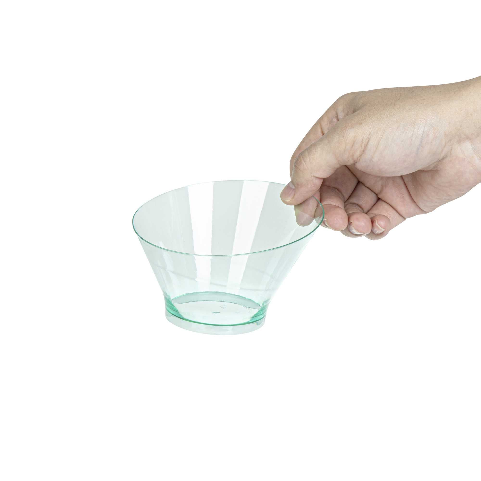 Mini Serve 7 oz Round Seagreen Plastic Incline Bowl - 4 1/4" x 4 1/4" x 2 3/4" - 100 count box