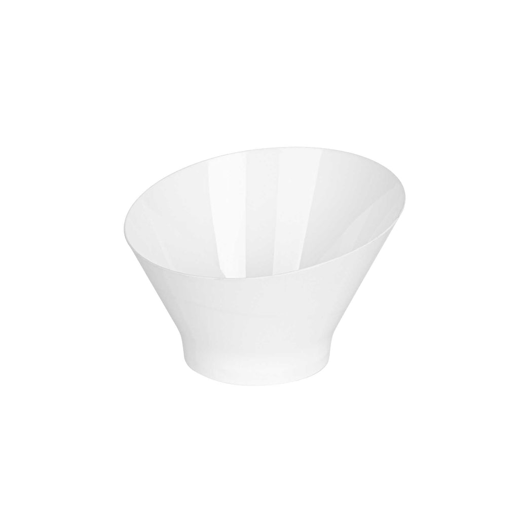 Mini Serve 7 oz Round White Plastic Incline Bowl - 4 1/4" x 4 1/4" x 2 3/4" - 20 count box
