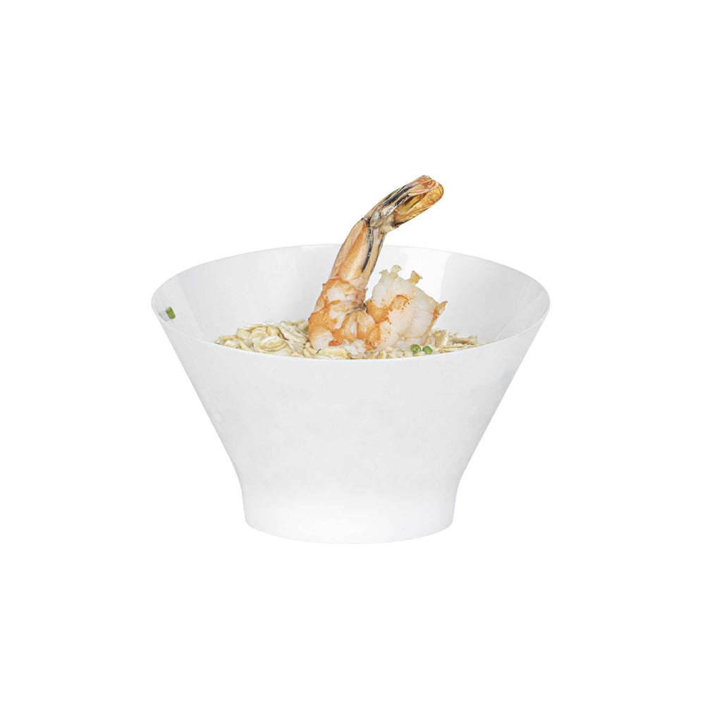 Mini Serve 7 oz Round White Plastic Incline Bowl - 4 1/4" x 4 1/4" x 2 3/4" - 20 count box