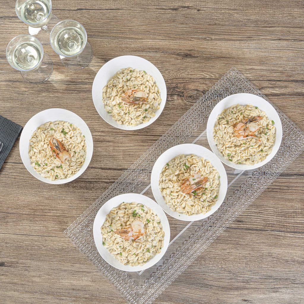 Mini Serve 7 oz Round White Plastic Incline Bowl - 4 1/4" x 4 1/4" x 2 3/4" - 20 count box