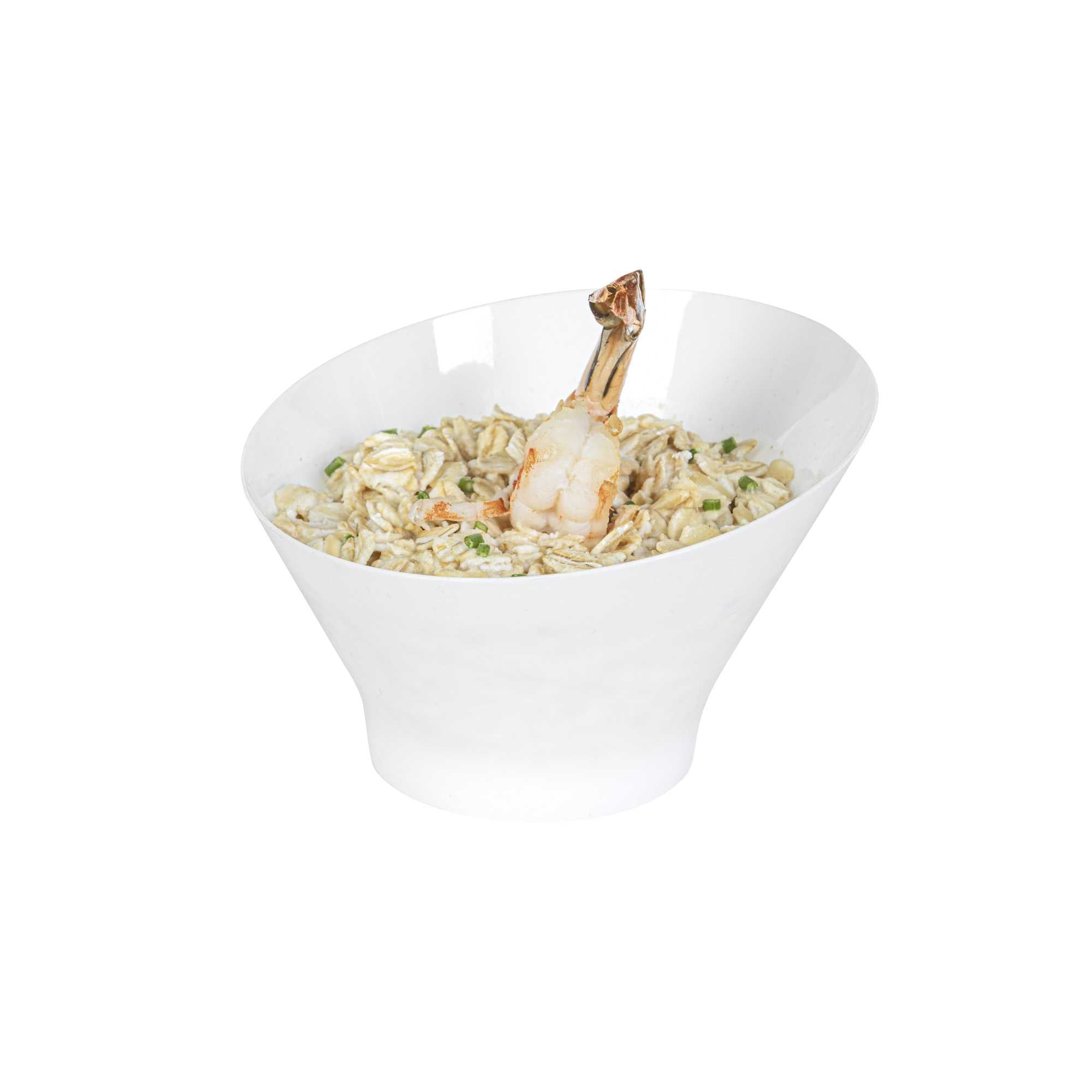 Mini Serve 7 oz Round White Plastic Incline Bowl - 4 1/4" x 4 1/4" x 2 3/4" - 100 count box