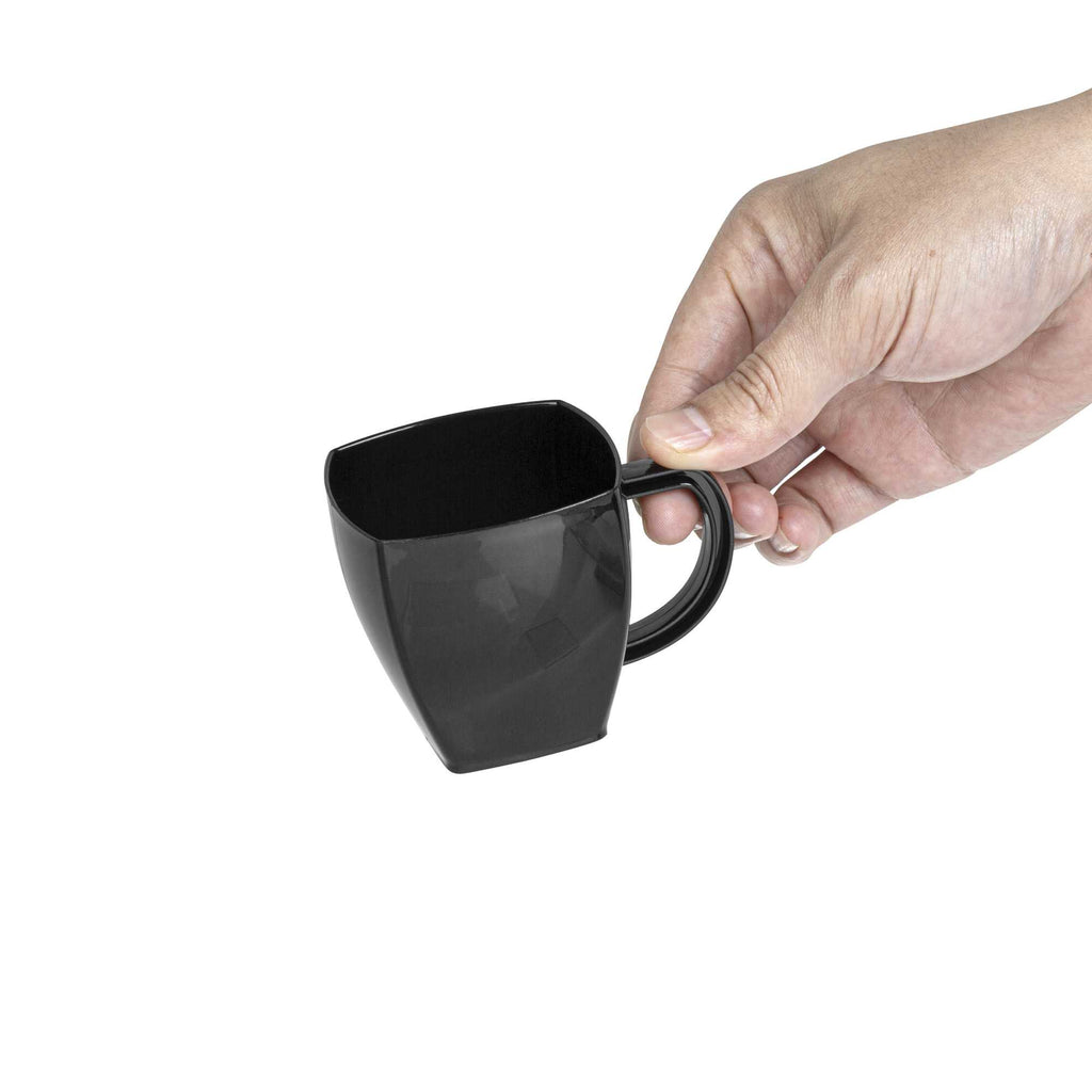 Restpresso 5 oz Square Black Plastic Cafe Cup - 2 1/2" x 2 1/2" x 2 1/2" - 100 count box