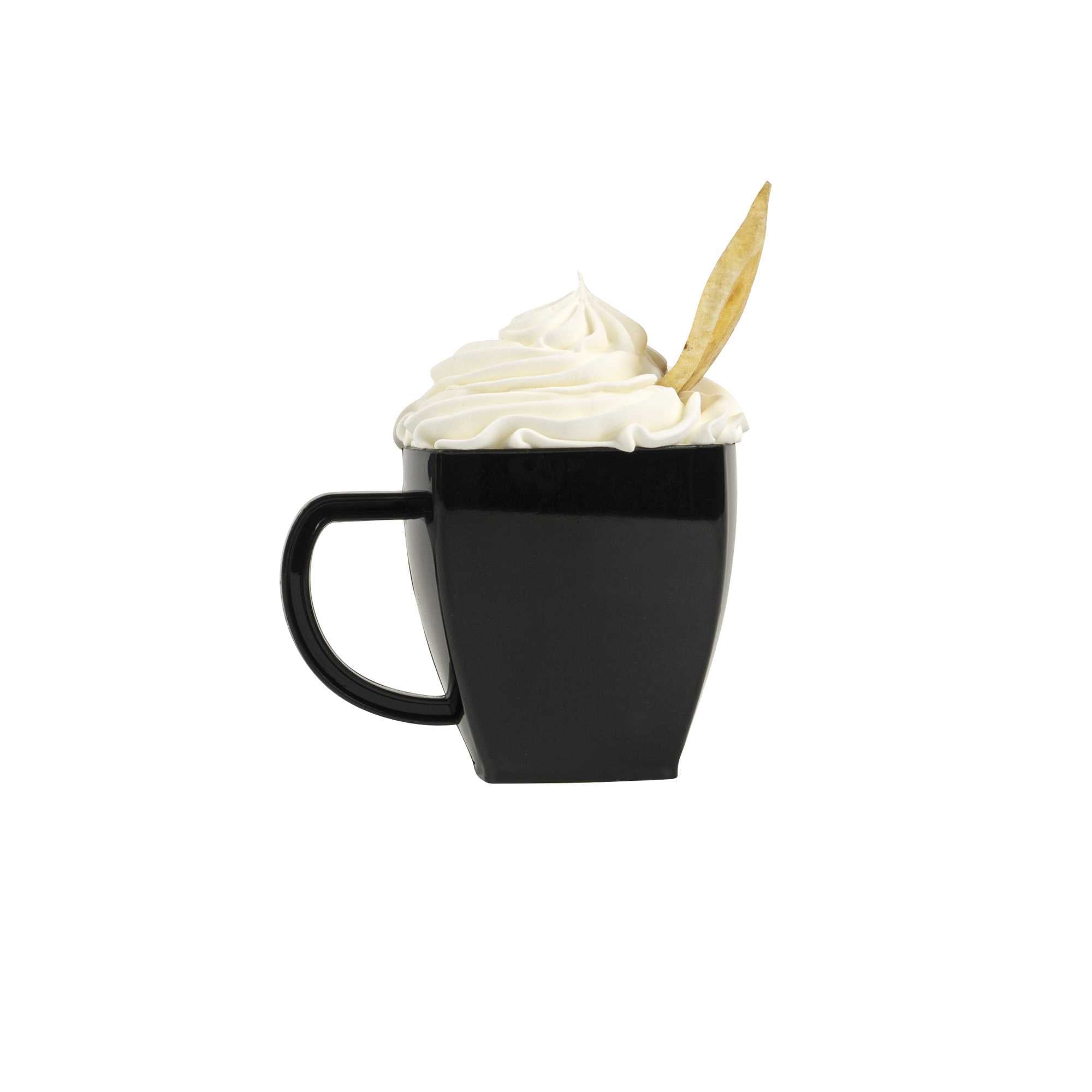 Restpresso 5 oz Square Black Plastic Cafe Cup - 2 1/2" x 2 1/2" x 2 1/2" - 100 count box