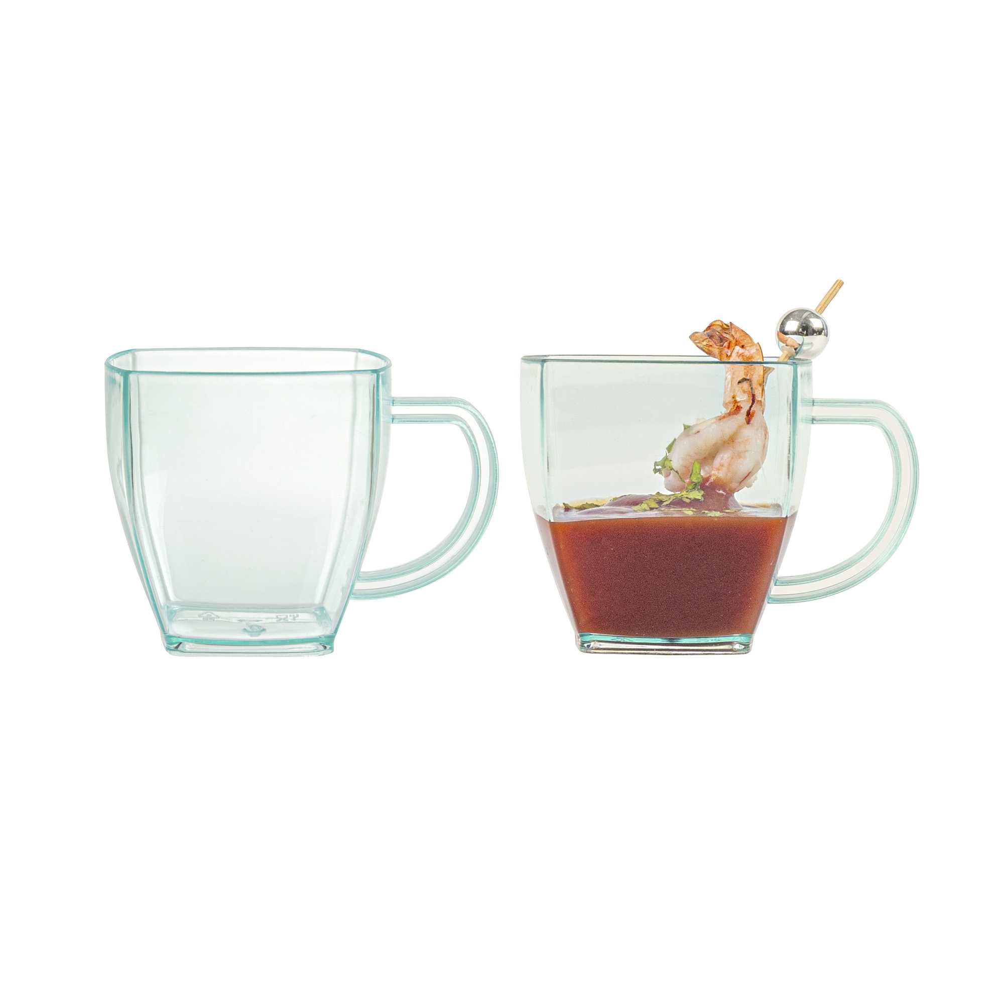 Restpresso 5 oz Square Seagreen Plastic Cafe Cup - 2 1/2" x 2 1/2" x 2 1/2" - 100 count box