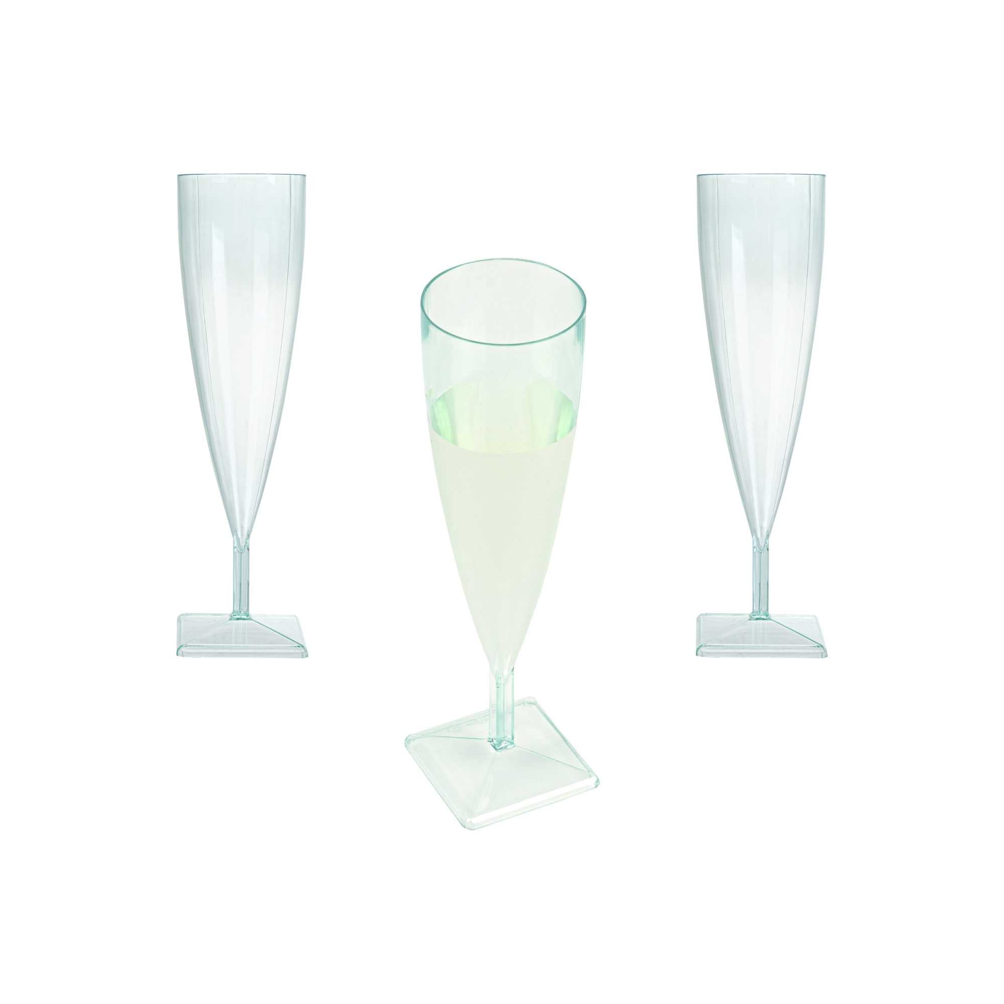 Bev Tek 5 oz Seagreen Plastic Champagne Flute - 2" x 2" x 7" - 10 count box