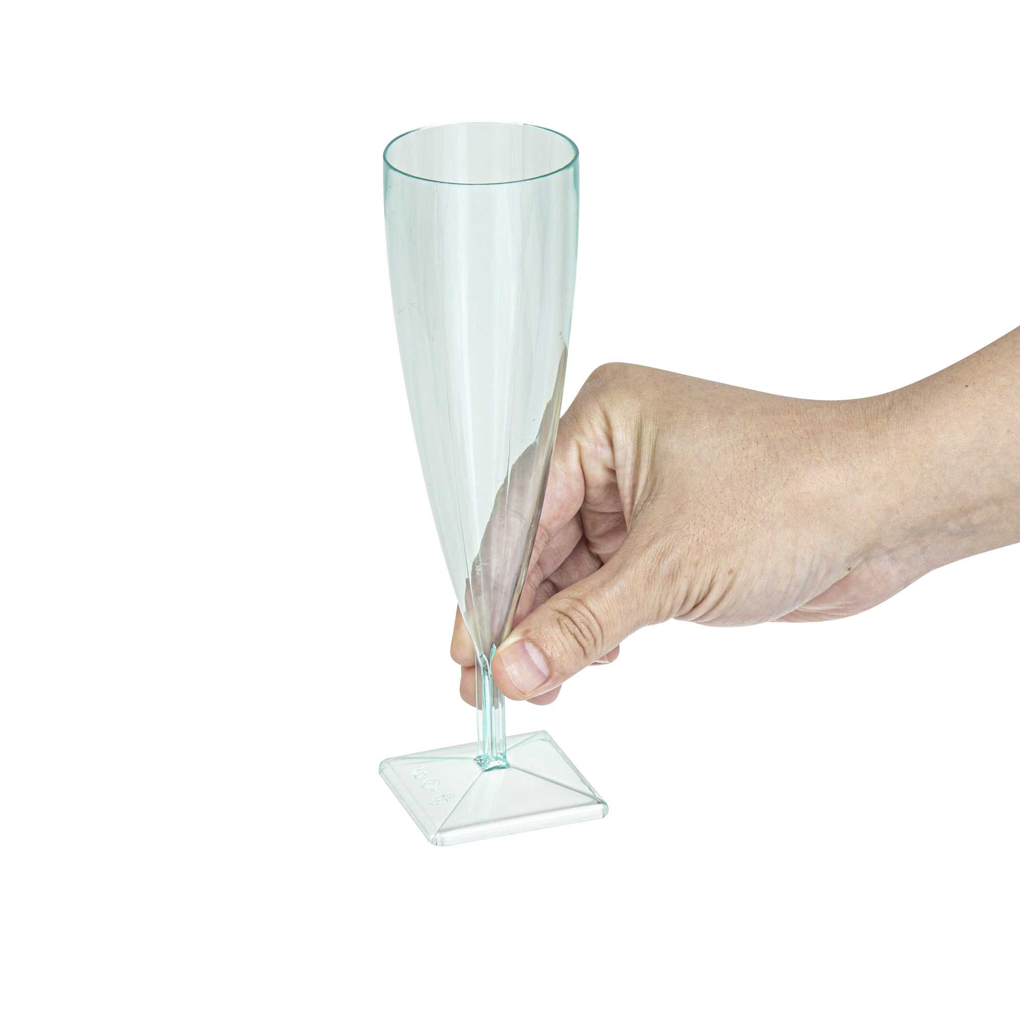 Bev Tek 5 oz Seagreen Plastic Champagne Flute - 2" x 2" x 7" - 10 count box