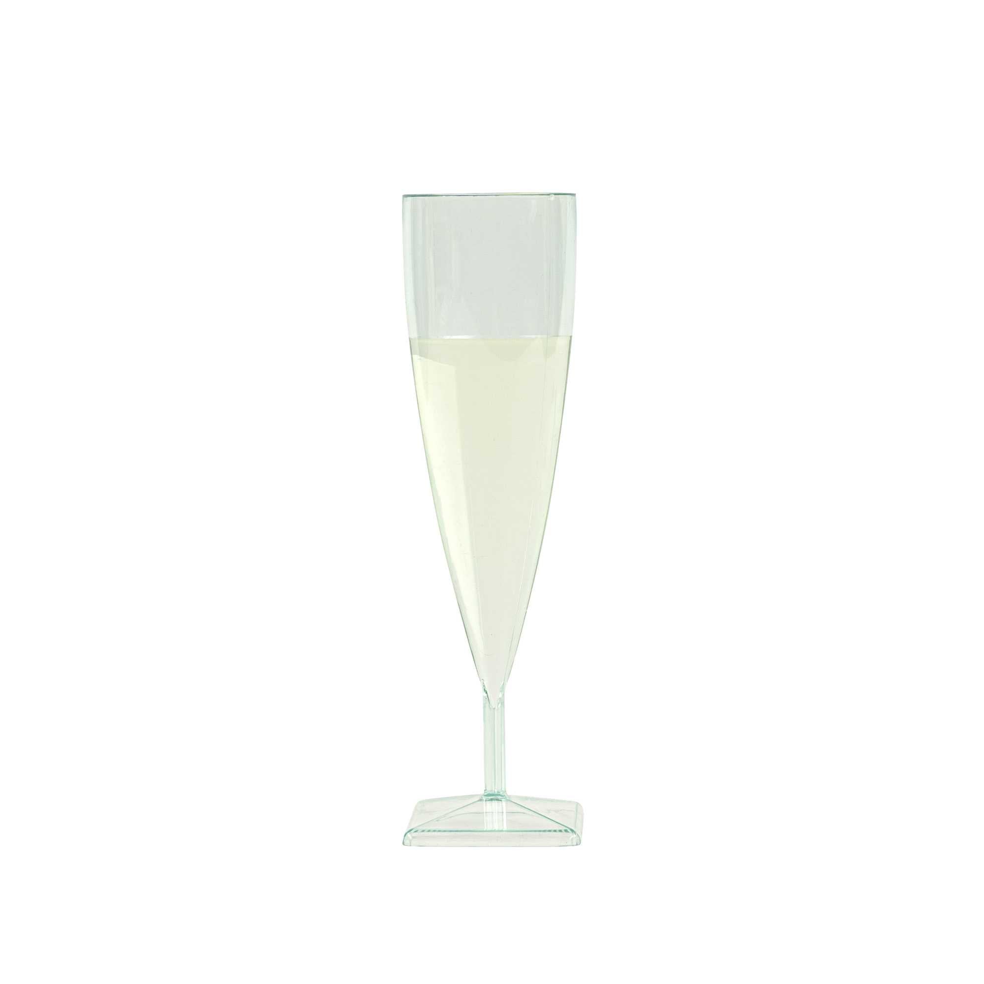 Bev Tek 5 oz Seagreen Plastic Champagne Flute - 2" x 2" x 7" - 10 count box