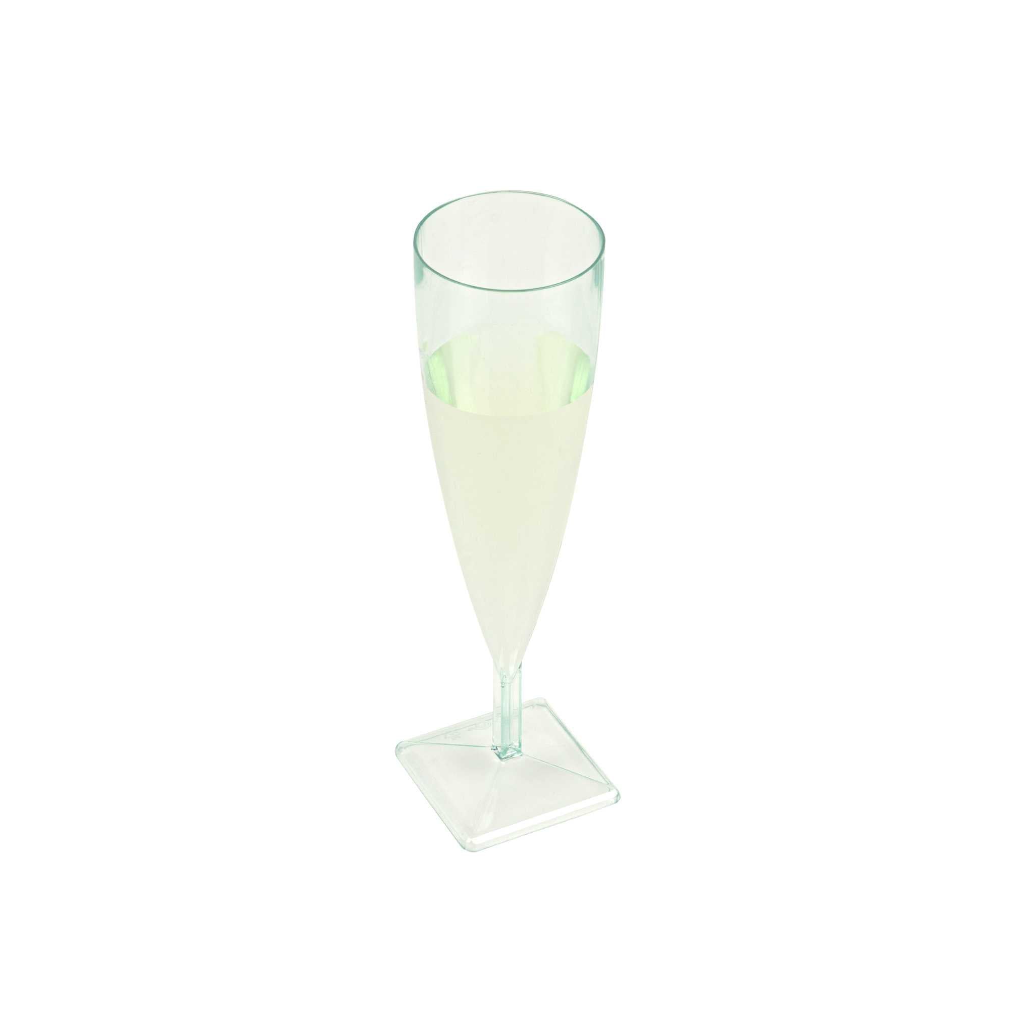 Bev Tek 5 oz Seagreen Plastic Champagne Flute - 2" x 2" x 7" - 10 count box