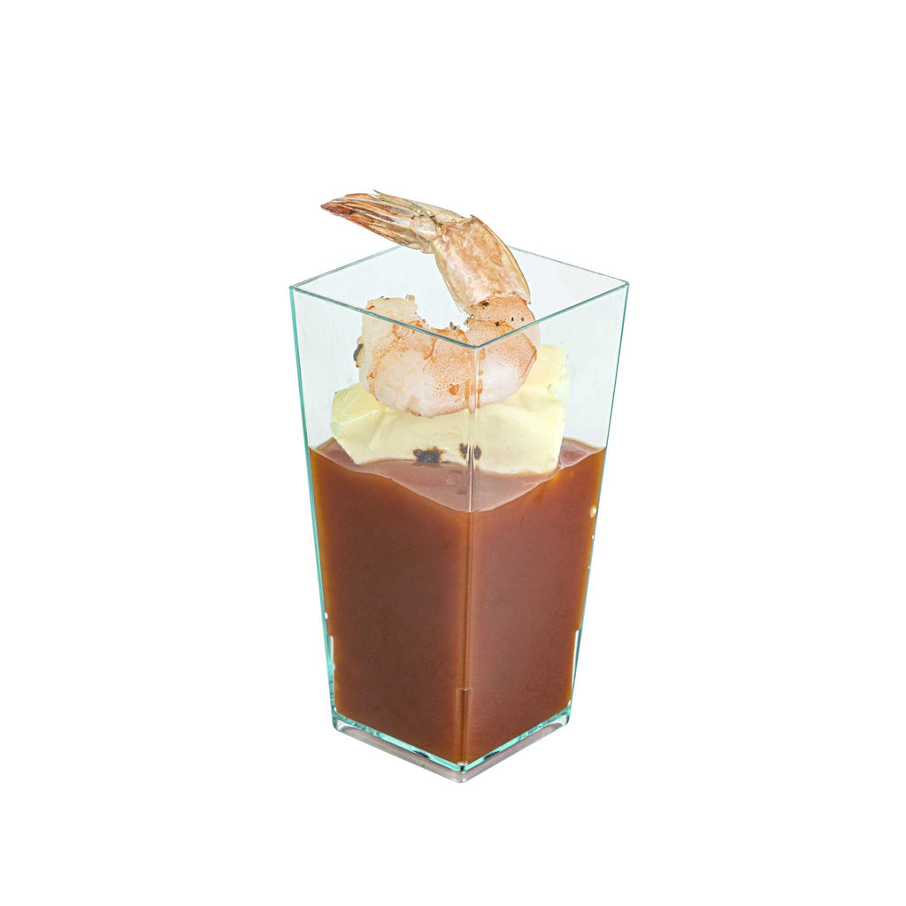 Mini Serve 4 oz Square Seagreen Plastic Tall Geometric Cup - 1 1/2" x 1 1/2" x 3 1/4" - 100 count box
