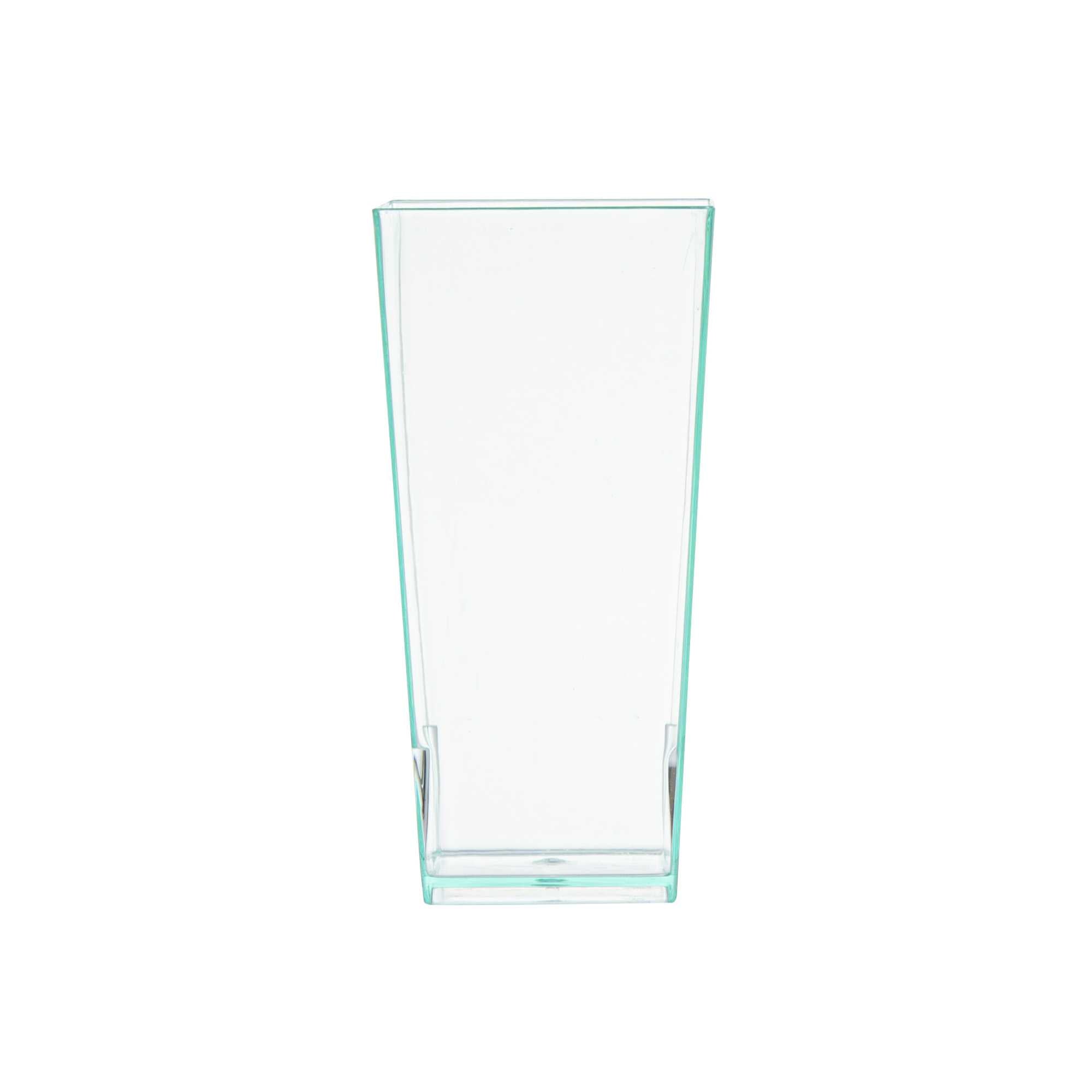 Mini Serve 4 oz Square Seagreen Plastic Tall Geometric Cup - 1 1/2" x 1 1/2" x 3 1/4" - 100 count box