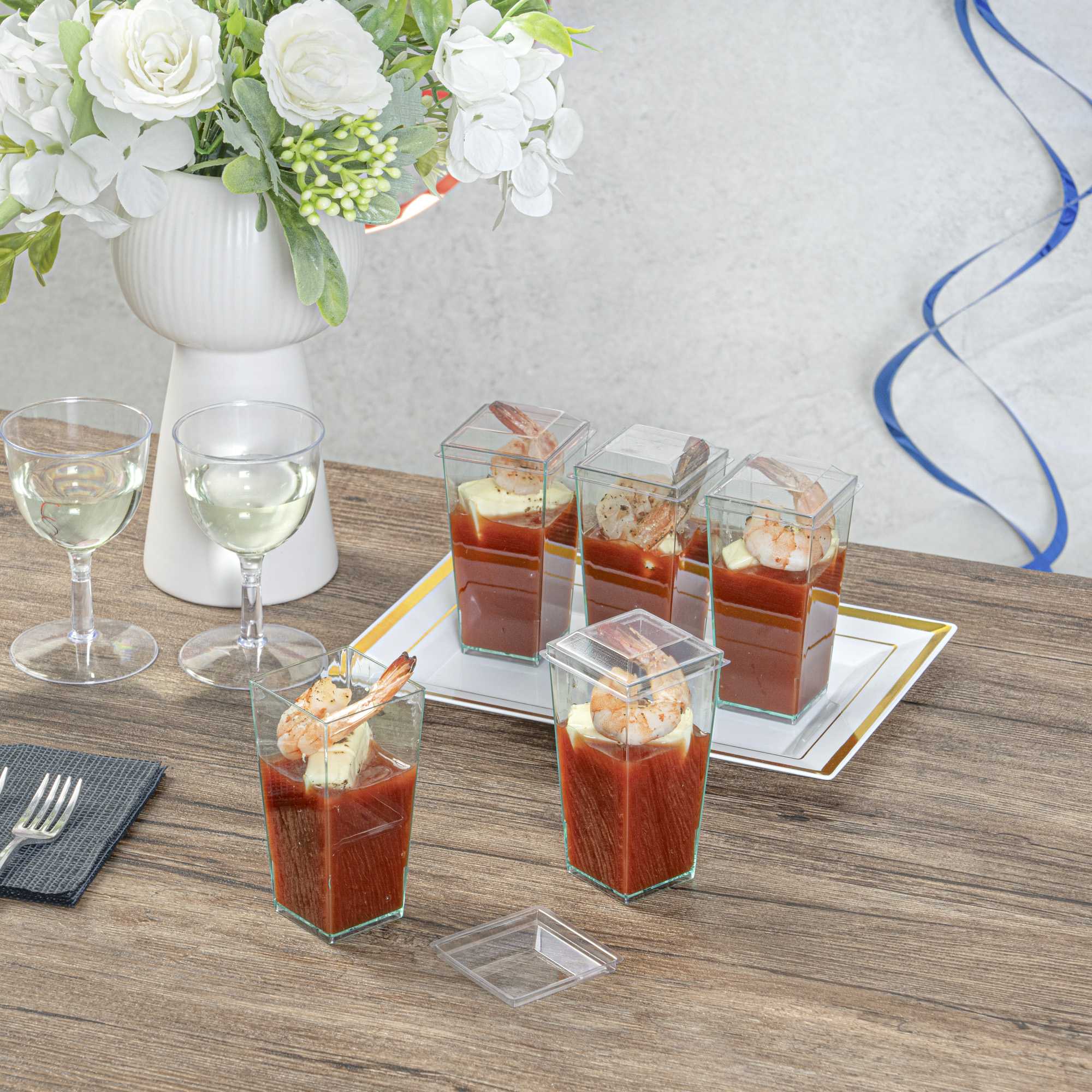 Mini Serve Square Clear Plastic Lid - Fits Tall Geometric Cup - 100 count box