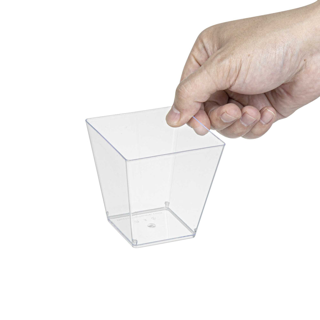 Mini Serve 8 oz Square Clear Plastic Large Kova Cup - 2 3/4" x 2 3/4" x 2 3/4" - 20 count box