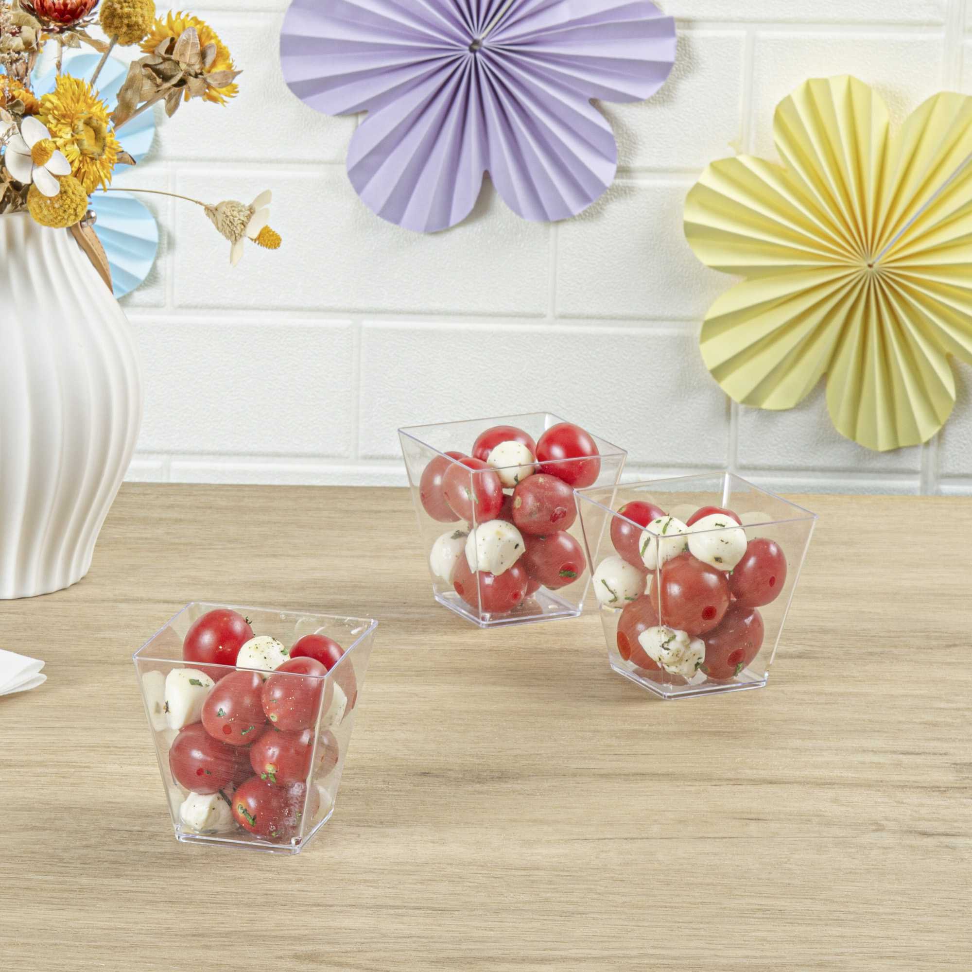 Mini Serve 8 oz Square Clear Plastic Large Kova Cup - 2 3/4" x 2 3/4" x 2 3/4" - 100 count box