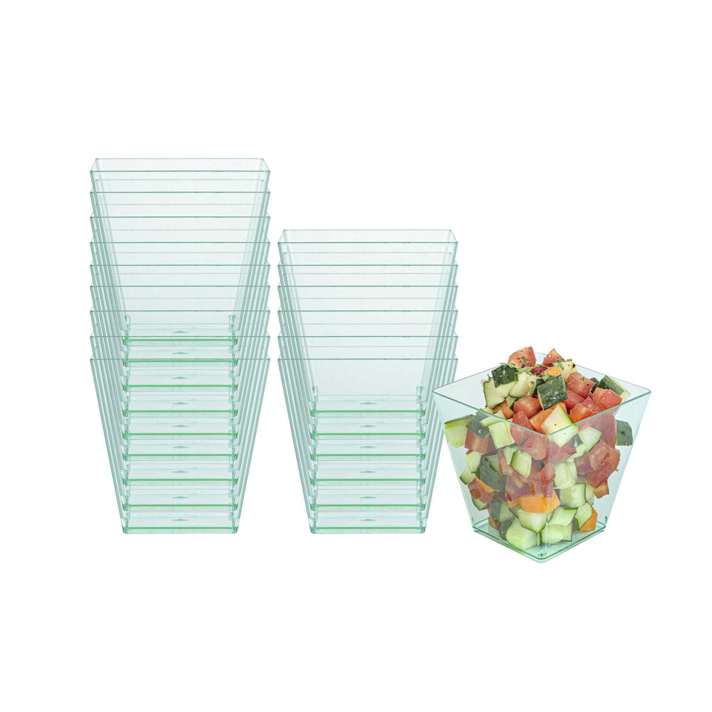 Mini Serve 8 oz Square Seagreen Plastic Large Kova Cup - 2 3/4" x 2 3/4" x 2 3/4" - 100 count box