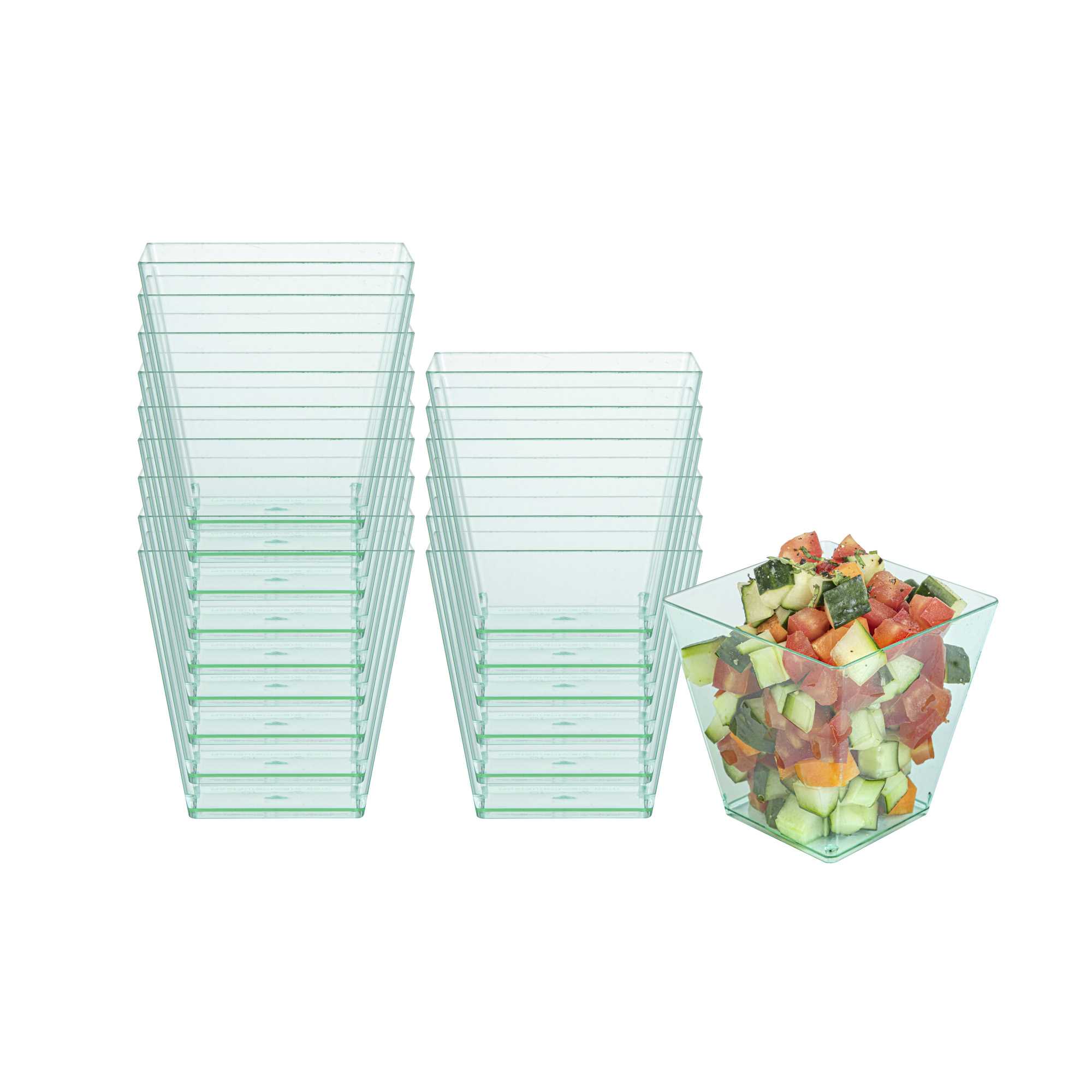Mini Serve 8 oz Square Seagreen Plastic Large Kova Cup - 2 3/4" x 2 3/4" x 2 3/4" - 100 count box