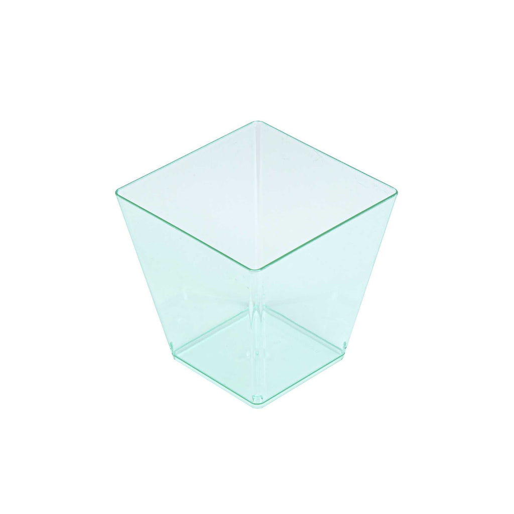 Mini Serve 8 oz Square Seagreen Plastic Large Kova Cup - 2 3/4" x 2 3/4" x 2 3/4" - 20 count box