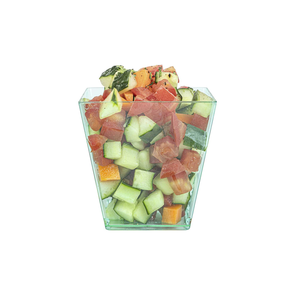 Mini Serve 8 oz Square Seagreen Plastic Large Kova Cup - 2 3/4" x 2 3/4" x 2 3/4" - 20 count box