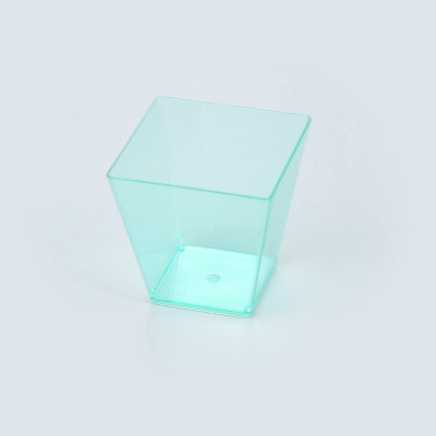 Mini Serve 8 oz Square Seagreen Plastic Large Kova Cup - 2 3/4" x 2 3/4" x 2 3/4" - 20 count box