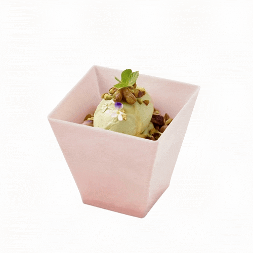 Mini Serve 8 oz Square Powder Pink Plastic Large Kova Cup - Limited Edition - 2 3/4" x 2 3/4" x 2 3/4" - 100 count box