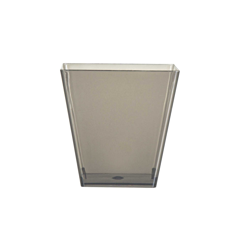 Mini Serve 8 oz Square Smoked Gray Plastic Large Kova Cup - 2 3/4" x 2 3/4" x 2 3/4" - 25 count box