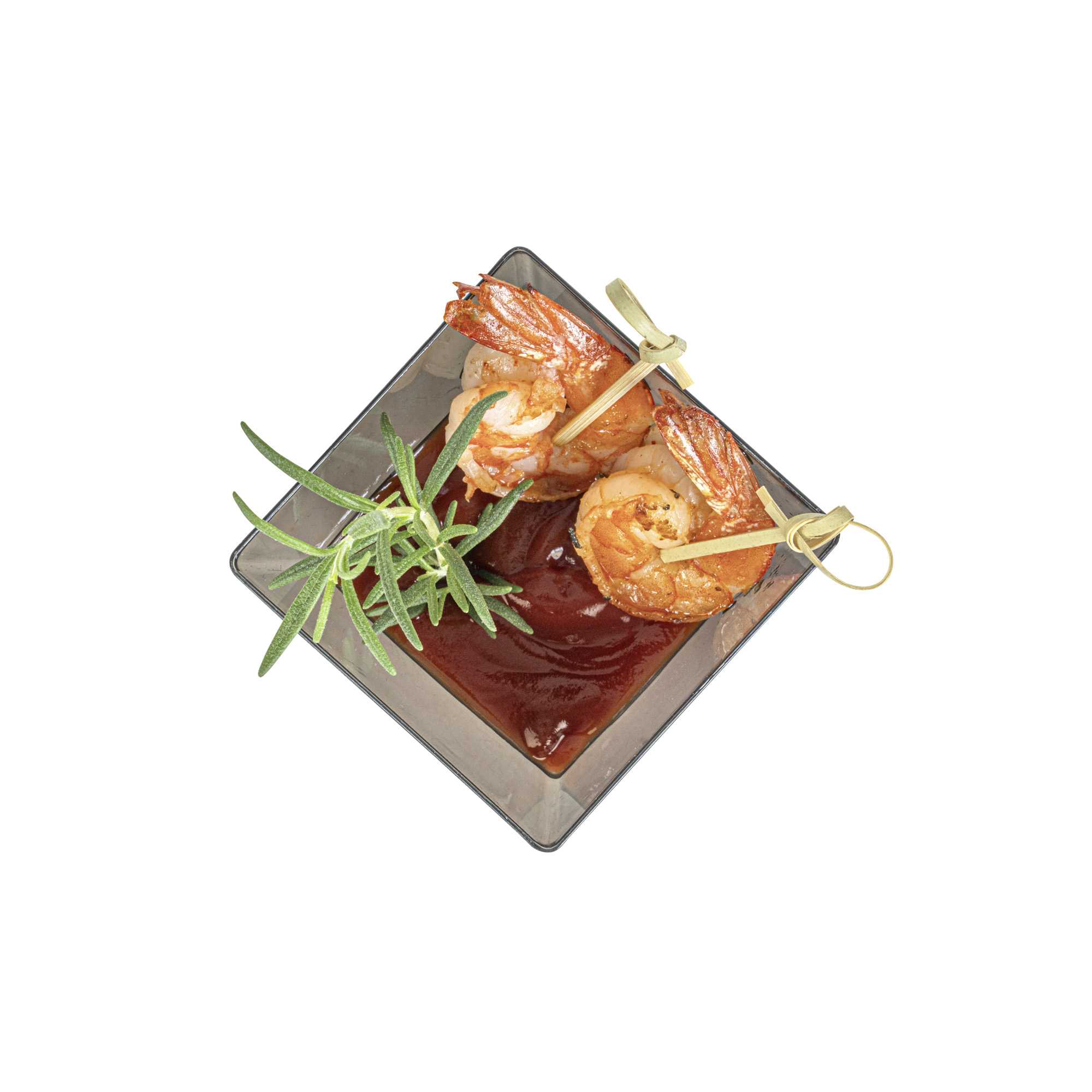 Mini Serve 8 oz Square Smoked Gray Plastic Large Kova Cup - 2 3/4" x 2 3/4" x 2 3/4" - 100 count box