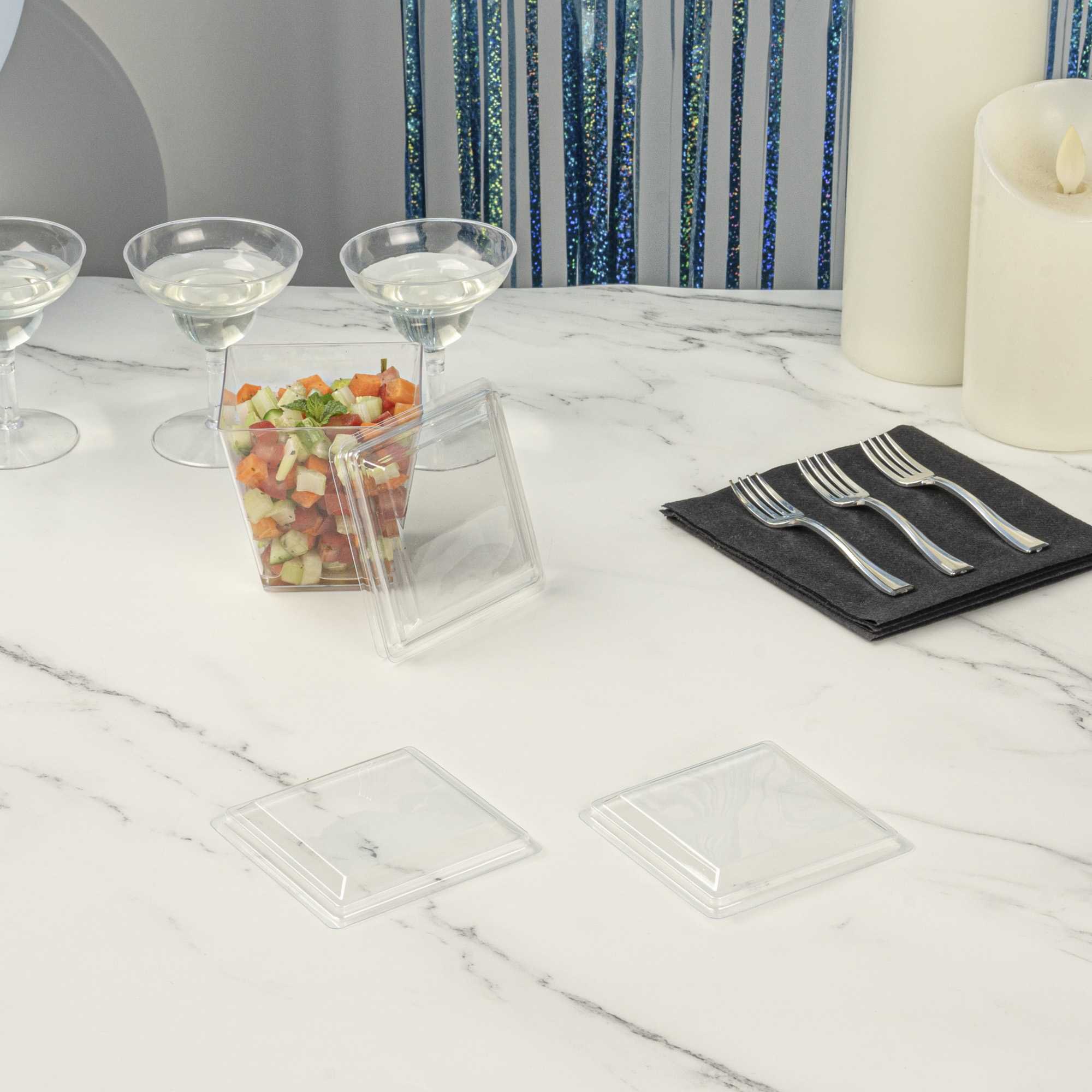 Mini Serve Square Clear Plastic Lid - Fits Large Kova Cup - 100 count box