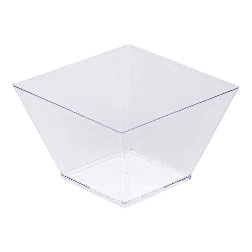 Mini Serve 16 oz Square Clear Plastic Large Kova Bowl - 4 1/4" x 4 1/4" x 3" - 25 count box