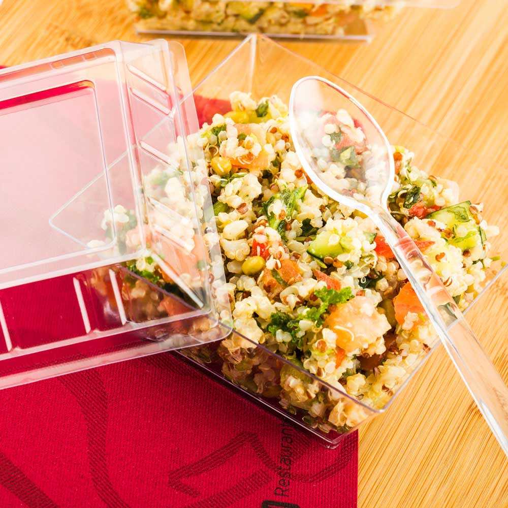 Mini Serve Square Clear Plastic Lid - Fits Large Kova Bowl - 100 count box