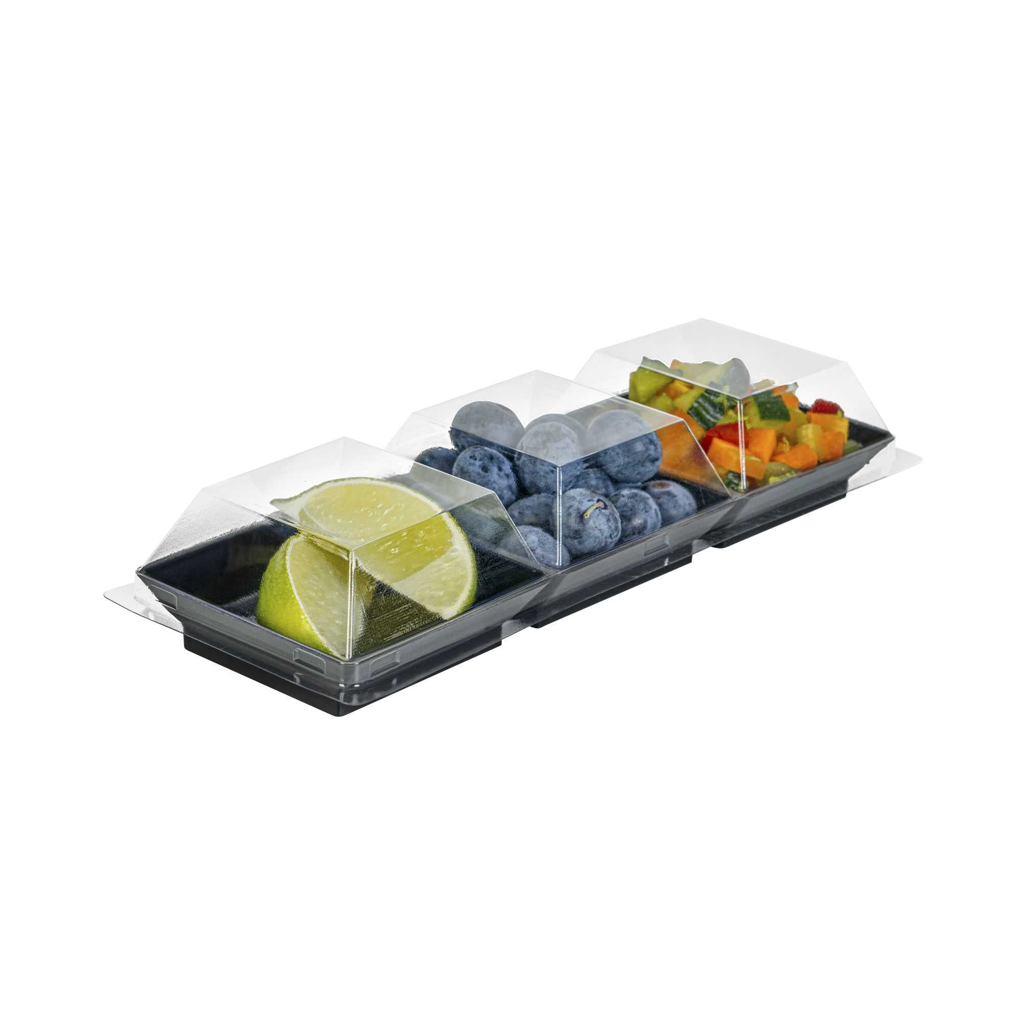 Mini Serve Rectangle Clear Plastic Lid - Fits Terzetto Plate - 100 count box