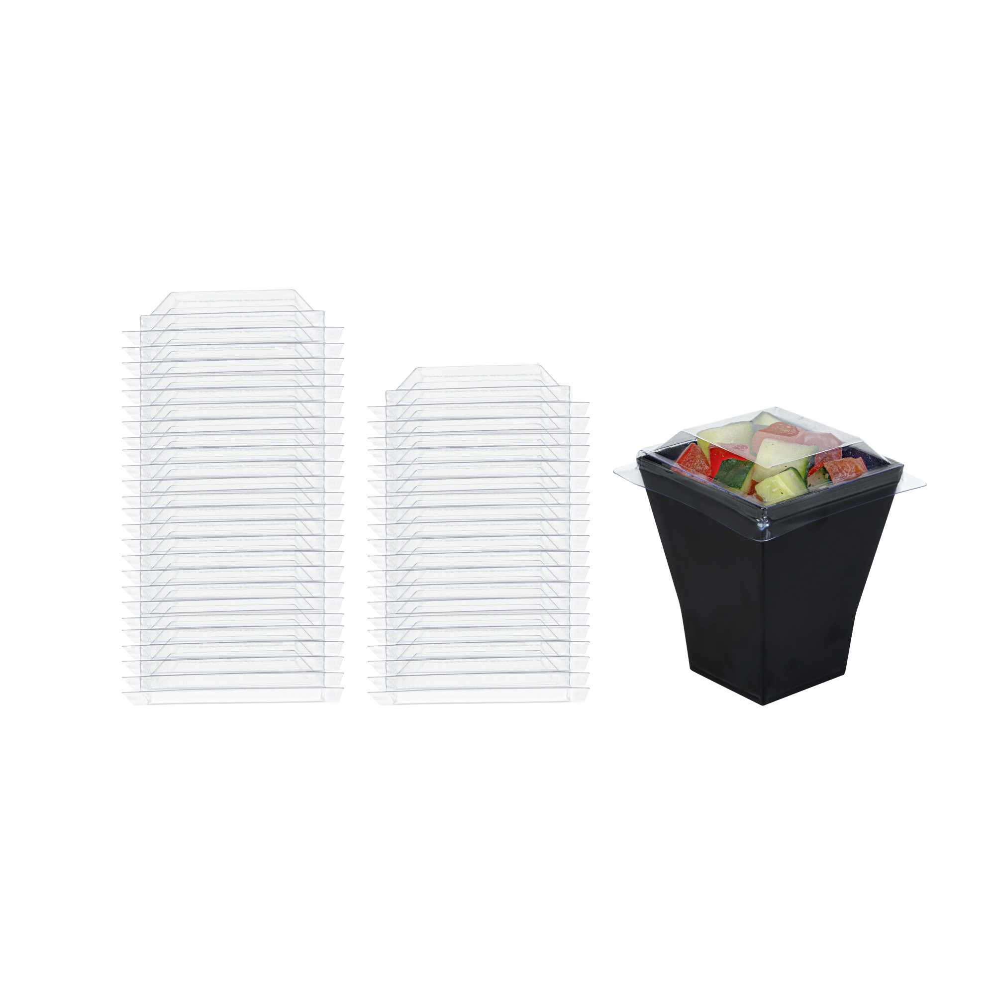 Mini Serve Square Clear Plastic Lid - Fits Bonito Cup - 100 count box