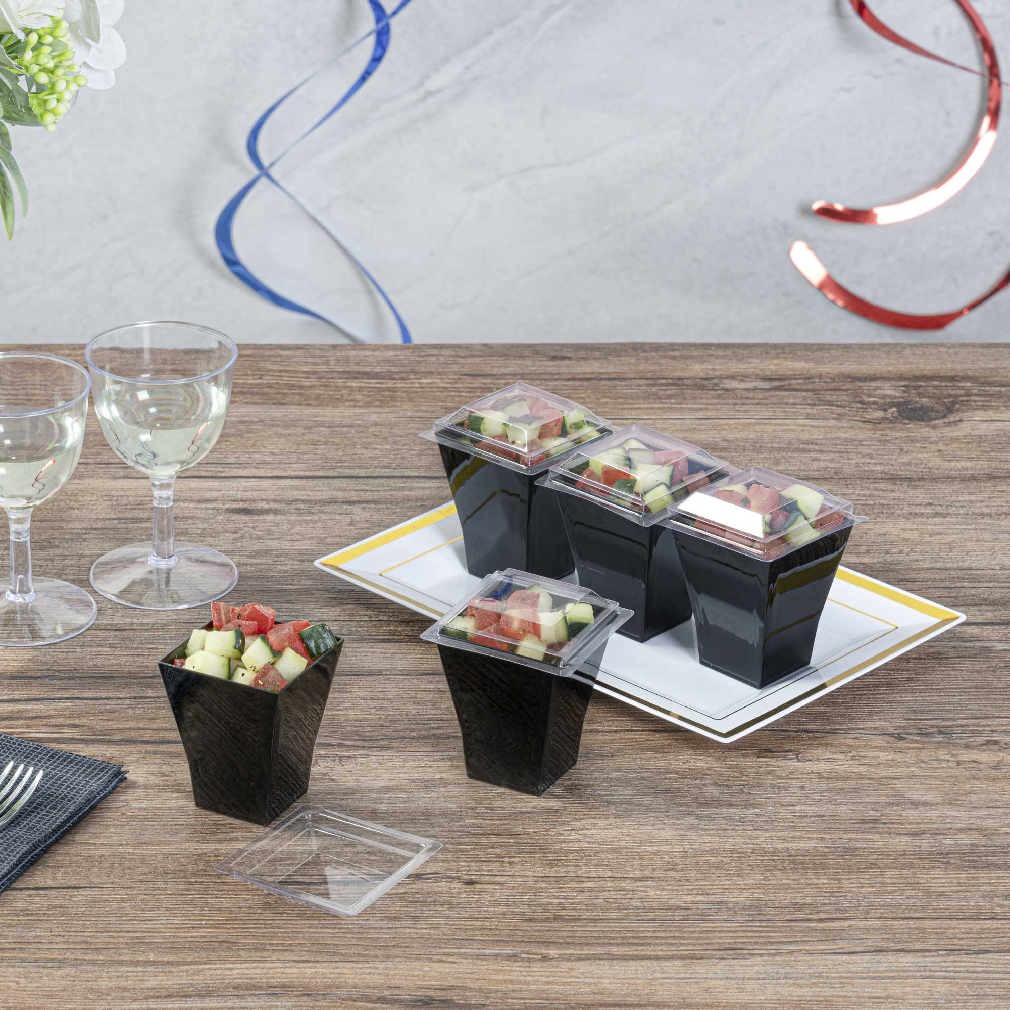 Mini Serve Square Clear Plastic Lid - Fits Bonito Cup - 100 count box
