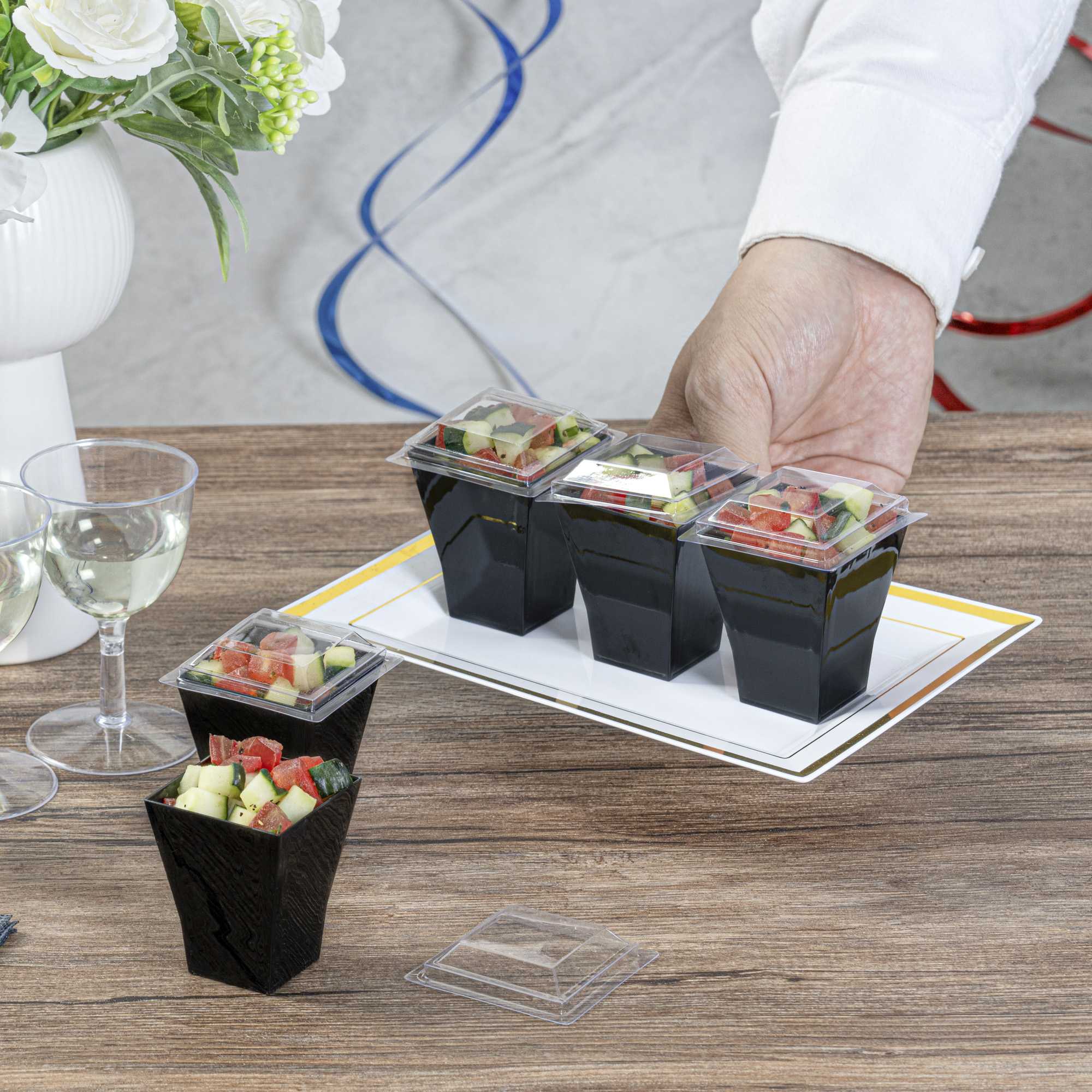 Mini Serve Square Clear Plastic Lid - Fits Bonito Cup - 100 count box