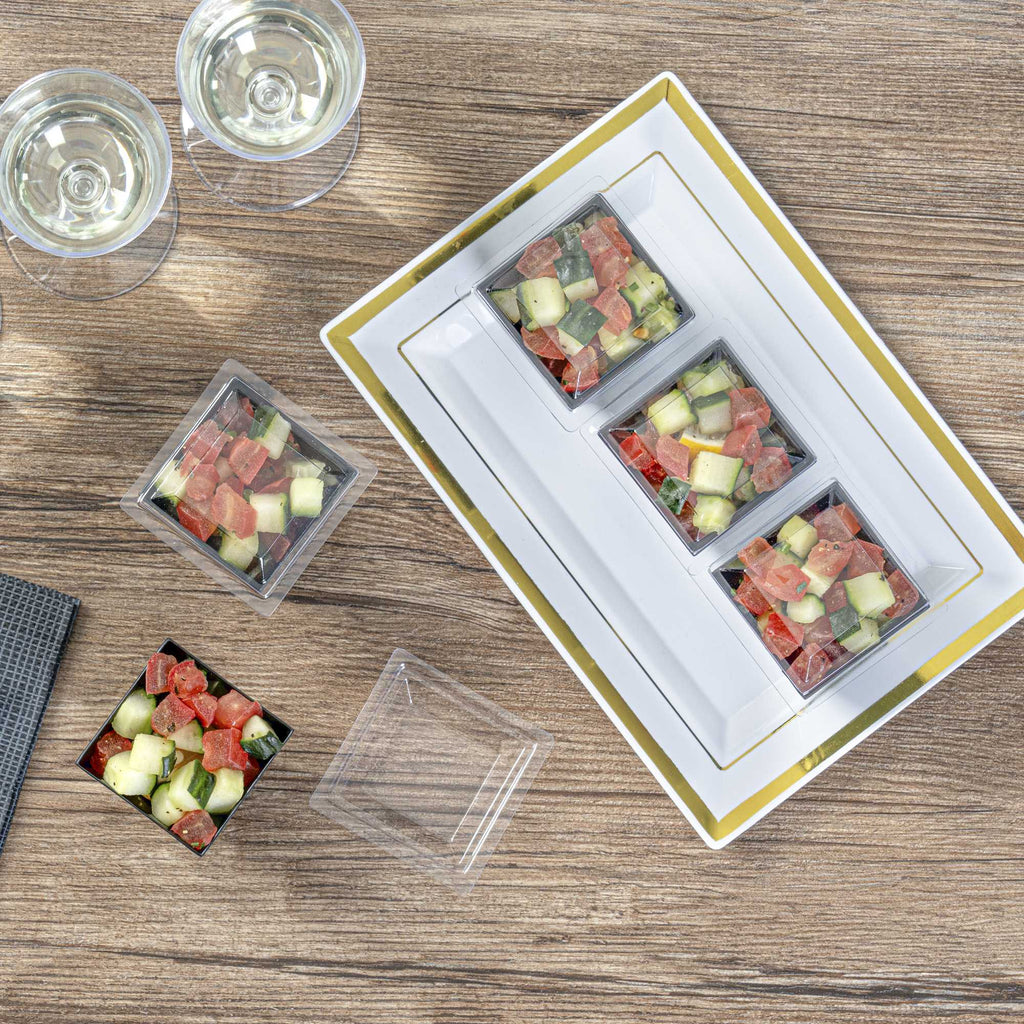 Mini Serve Square Clear Plastic Lid - Fits Bonito Cup - 100 count box