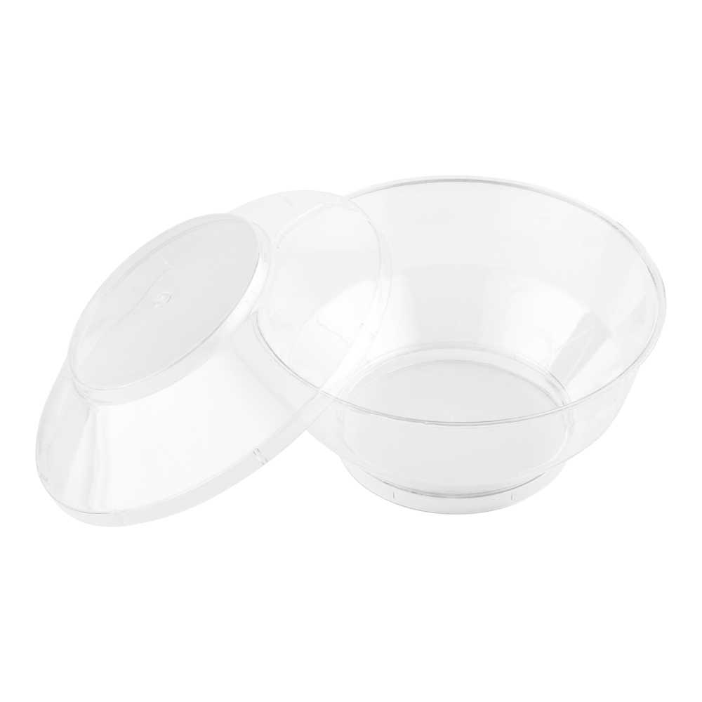 Mini Serve 6 oz Round Clear Plastic Large Deli Cup - with Lid - 4" x 3" x 4" - 10 count box