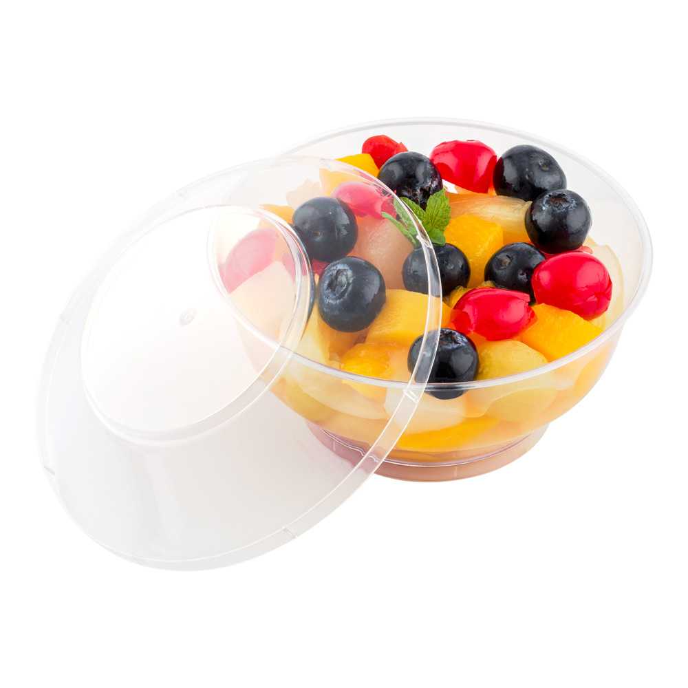 Mini Serve 6 oz Round Clear Plastic Large Deli Cup - with Lid - 4" x 3" x 4" - 10 count box